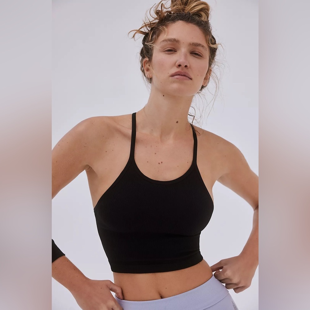 Free People Movement Happiness Runs Crop Tank Black XS/S